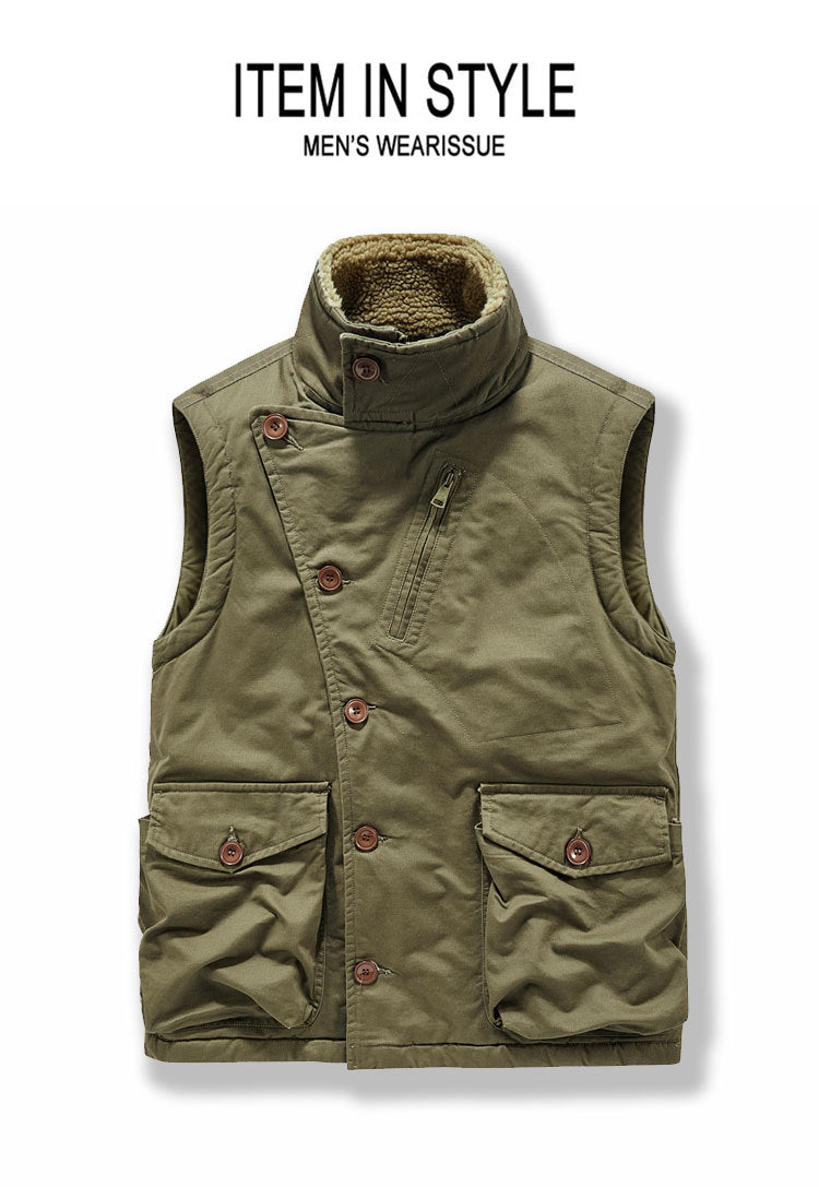 Cross-border Winter New Workwear Vest Men's Cotton-padded Jacket Amazon Cotton-padded Jacket Loose Cotton-padded Jacket Washer Jacket fleece-lined Cotton-padded Jacket