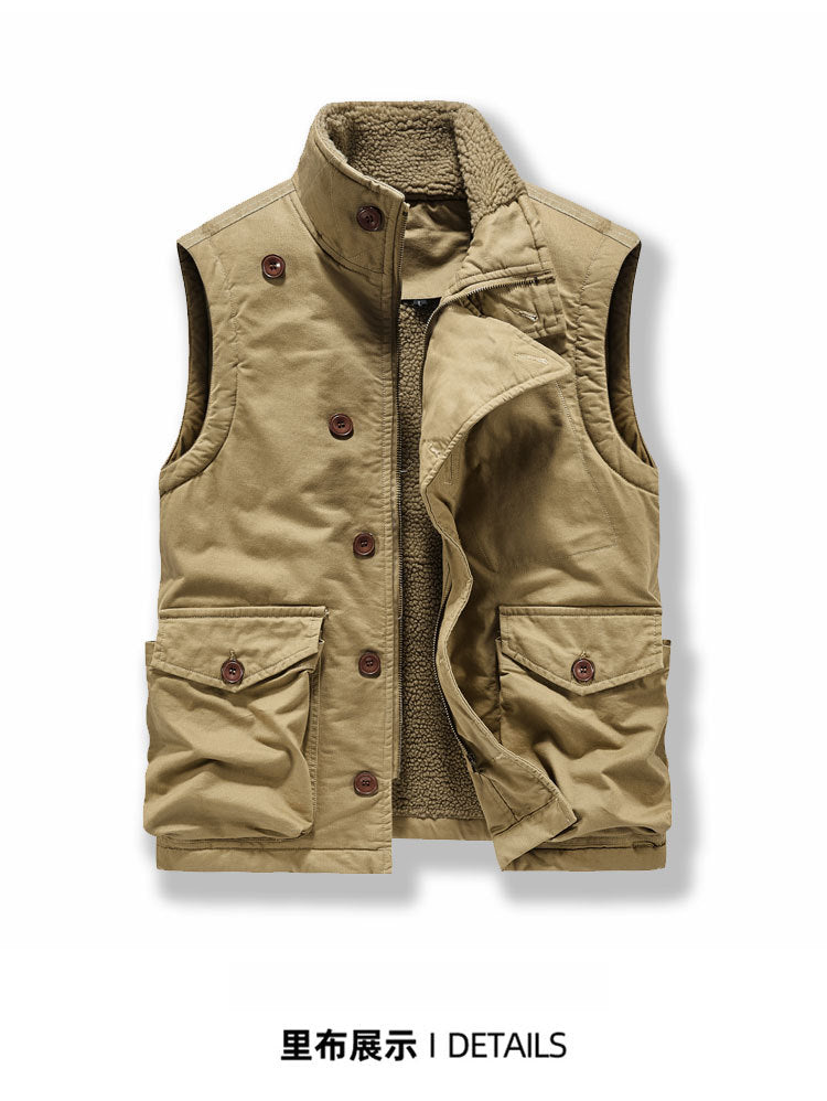 Cross-border Winter New Workwear Vest Men's Cotton-padded Jacket Amazon Cotton-padded Jacket Loose Cotton-padded Jacket Washer Jacket fleece-lined Cotton-padded Jacket
