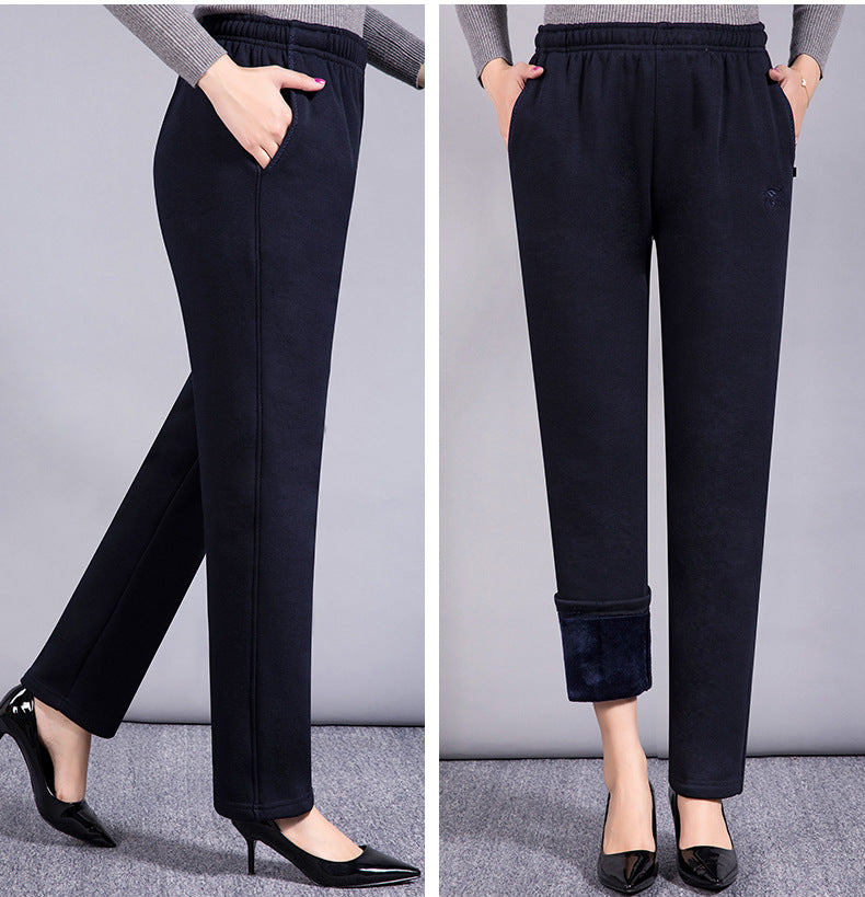 Middle-aged Women's Pants Autumn Thickened Winter fleece-lined Middle-aged Mother's Pants Autumn and Winter Sports Pants Women's Middle-aged Women's Pants