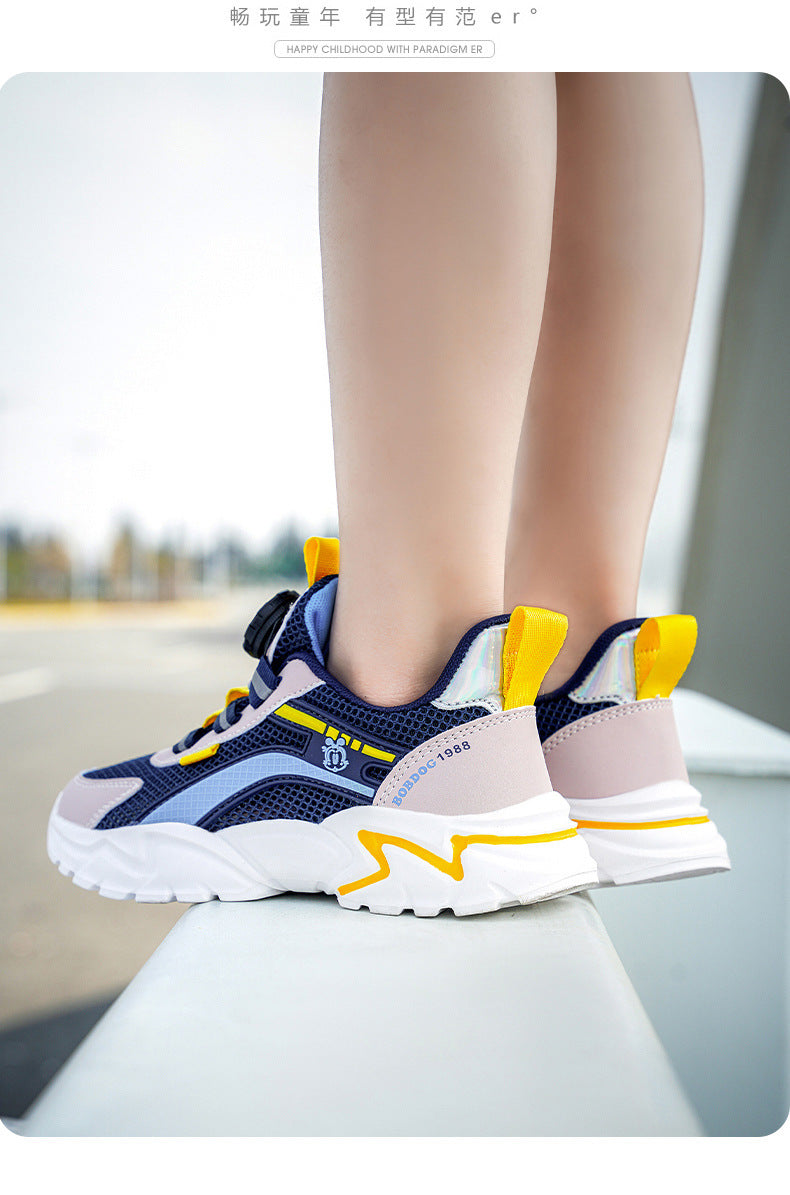 Babou Children's Shoes Men's and Children's sneaker Mesh Surface Spring and Summer Single Mesh Hollow Running Shoes for Middle and Big Children and Students Breathable