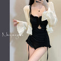 2025 New Long-Sleeved Swimsuit for Women, Covering Belly, Slimming Look, Conservative Hot Spring One-Piece, High-End, Super Fairy Ins Sexy