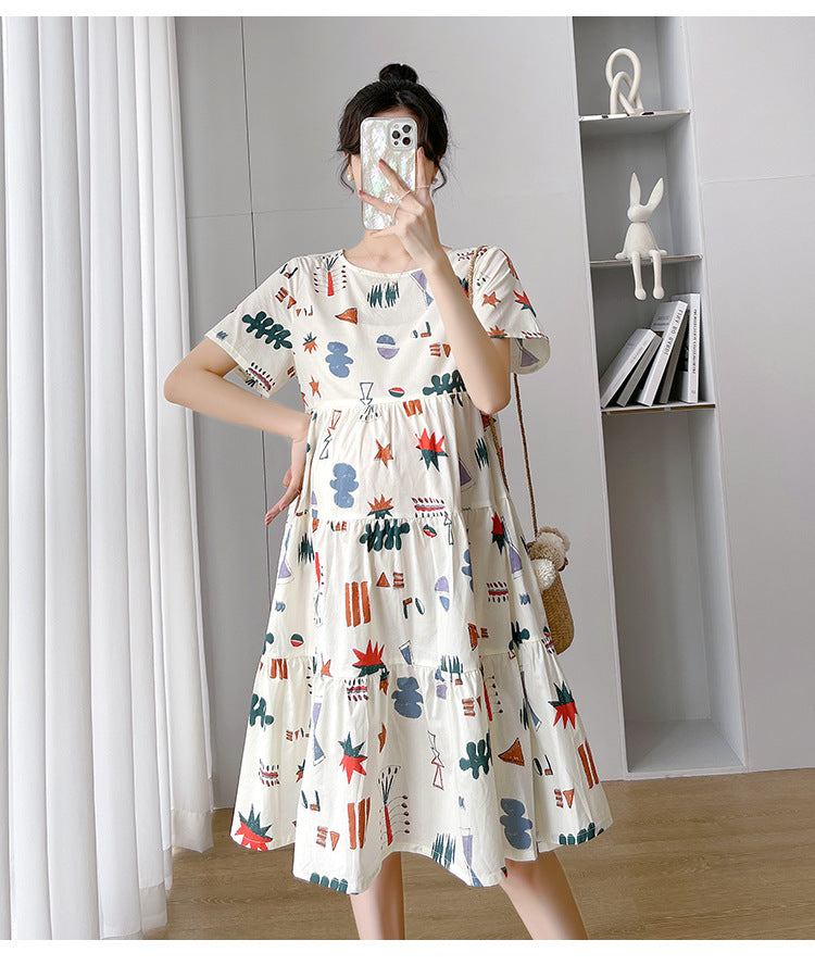 Maternity Summer dress 2024 New Fashion Western Style Loose Pregnant Women dress Hot Mom Loose Pregnant Women Skirt