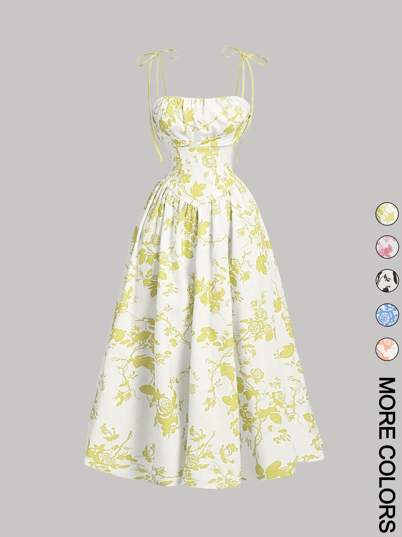 Amazon 2025 European and American New Women's Floral Printed Sling Homecoming dress Summer Sun Dress Spring Dress