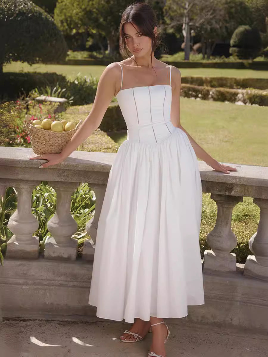 Fairy-Like Elegance, Fashionable and High-End French-Style Spaghetti Strap Dress, Gentle Style, Slimming Floral Spaghetti Strap Dress
