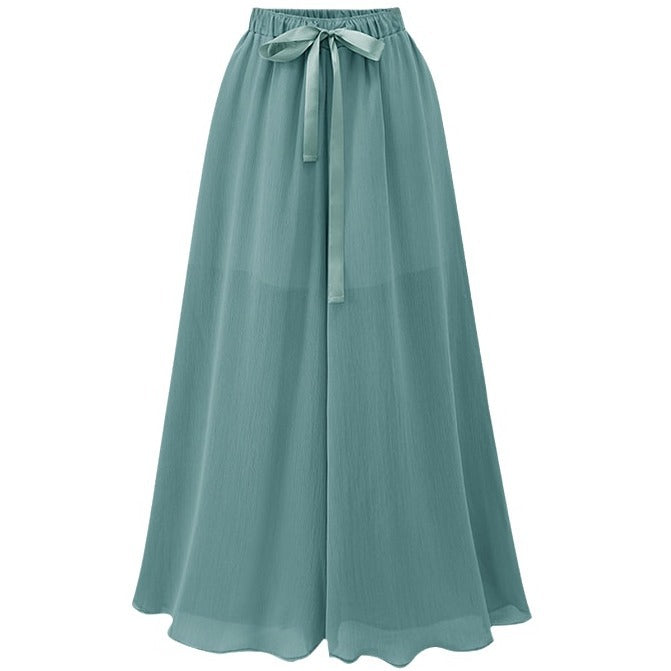Nine points wide leg pants women's summer thin chiffon plus size high waist loose women's pants 300kg chubby girl drape straight pants
