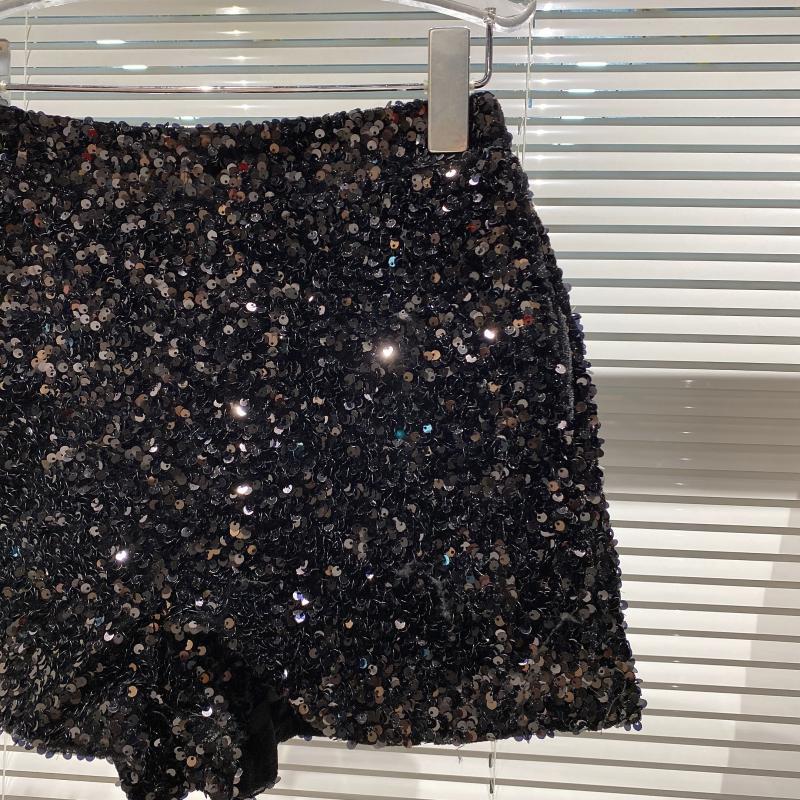 Dropshipping Autum New Full of Sequins Shiny Heavy Zipper Nightclub Socialite Three-Point Shorts Hot Pants for Women