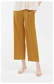 Miyake 2026 New Comfortable Casual Pants for Women, Straight-Leg Skirt, Japanese Style Pleated Tie Skirt Pants, Wholesale Casual Fashion