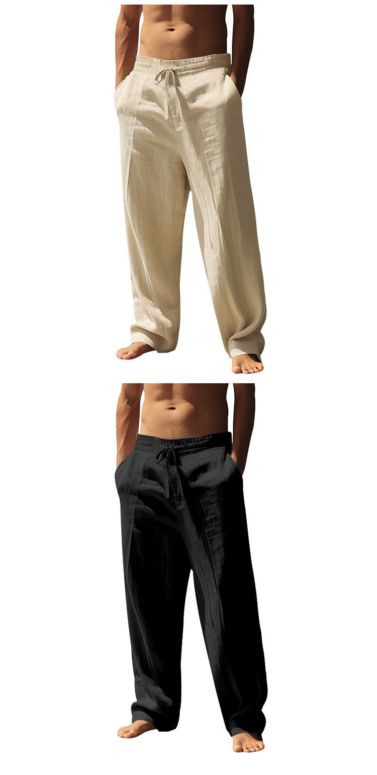 2024 Independent Station European and American Spring and Summer New Trendyy Men's Hip-Hop Breathable Linen Loose Casual Sports Pants