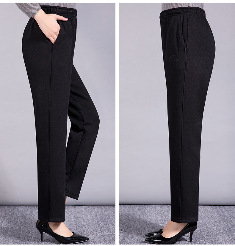 Middle-aged Women's Pants Autumn Thickened Winter fleece-lined Middle-aged Mother's Pants Autumn and Winter Sports Pants Women's Middle-aged Women's Pants