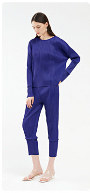 Miyake 2026 Summer Pleated Cropped Pants Slim Fit Loose Versatile Slimming Casual Straight Pants Japanese and Korean Casual Style