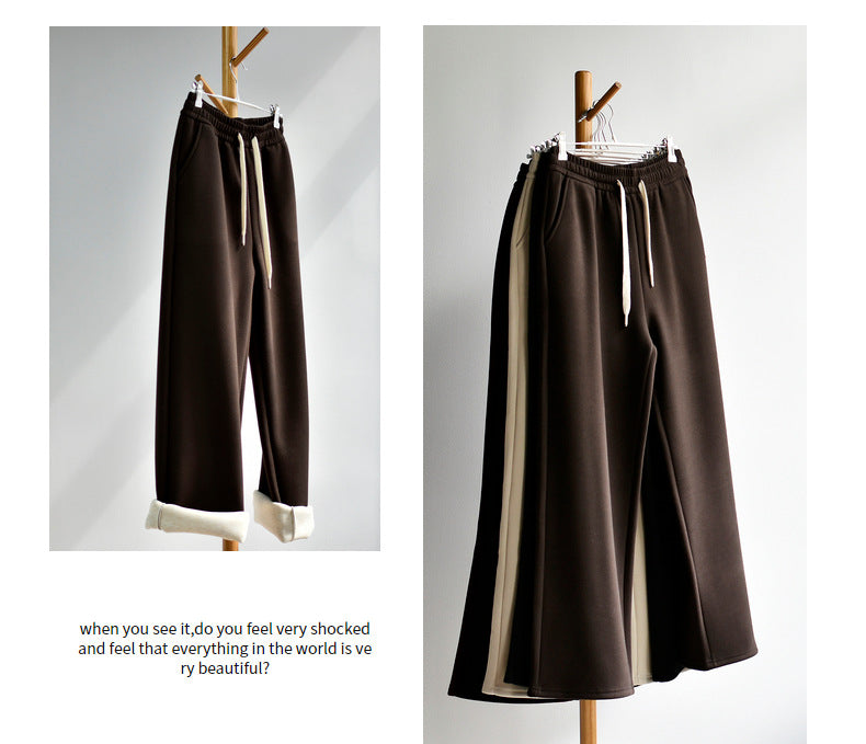 【Double Warm Wool Pants】Women's New Style Draped Wool Silk Soft and Smooth Winter Slimming Wide-Leg Casual Long Pants for Women