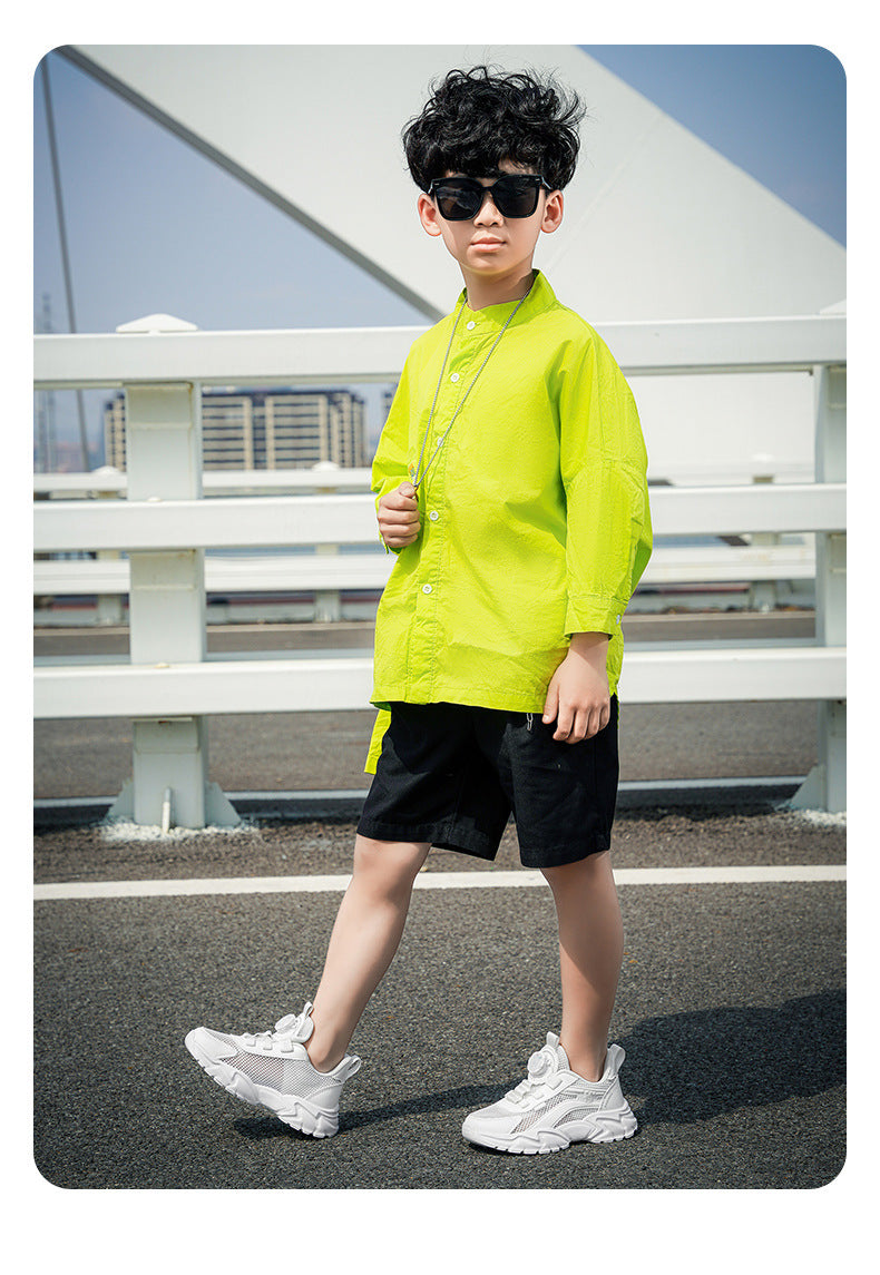 Babou Children's Shoes Men's and Children's sneaker Mesh Surface Spring and Summer Single Mesh Hollow Running Shoes for Middle and Big Children and Students Breathable