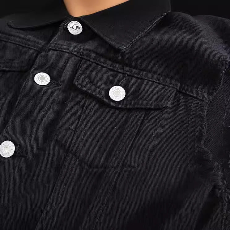 Trendy Men's Spring, Summer and Autumn Denim Vest Black Trendy Brand Cool Men's Casual Vest Youth Vest