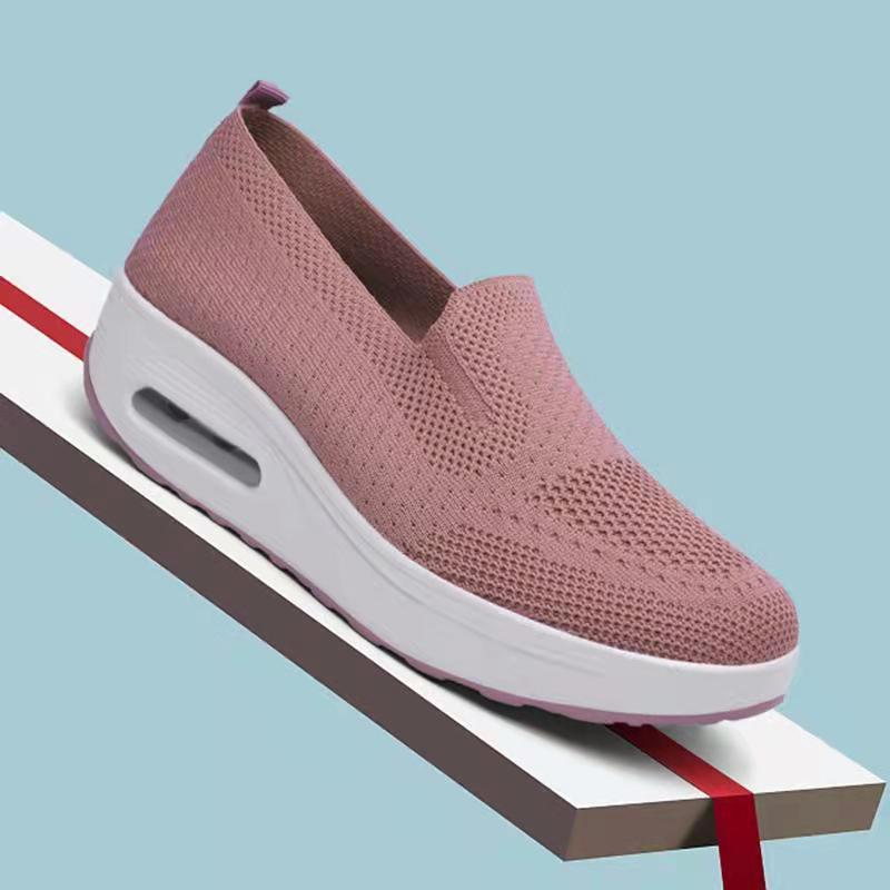 Women's Sports Shoes Cross-Border Foreign Trade 2026 New Model Thick-Soled Air-Cushioned Casual Shoes Mesh Slip-On Height-Increasing Walking Shoes for Women
