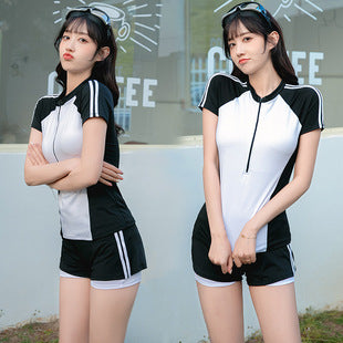 Swimsuit for Female Students, Three-Piece Set, 2025 New Style, Tummy-Covering, Slimming, Sun-Protective, Internet-Famous, Conservative Two-Piece Swimsuit for Women