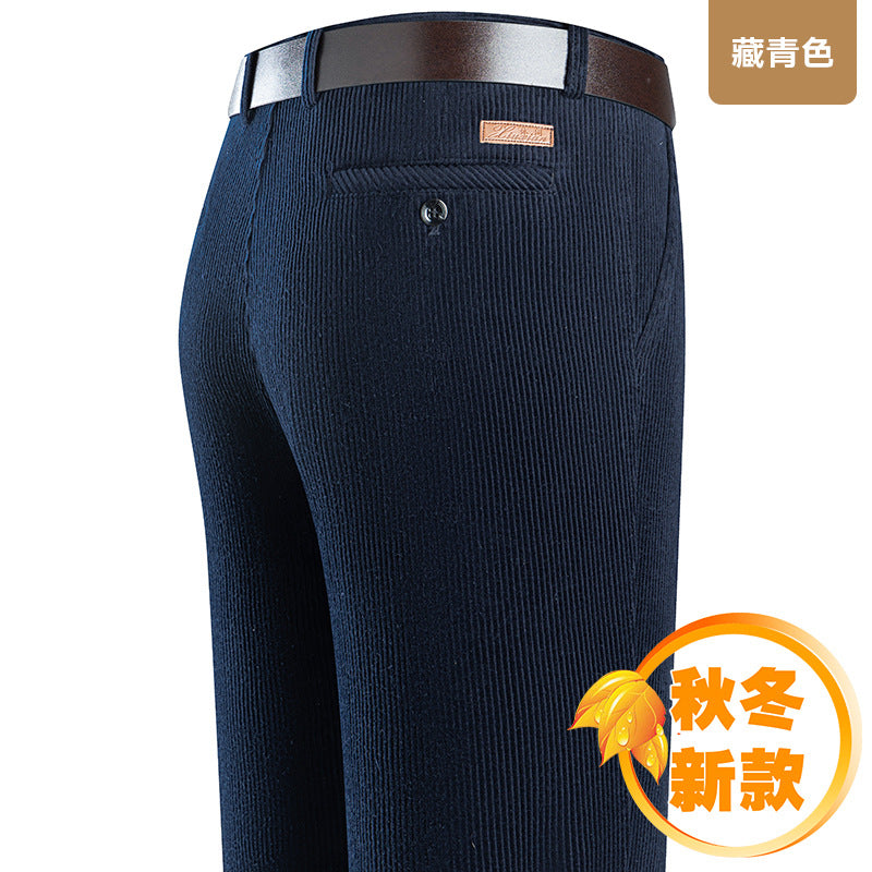 Thick Corduroy Pants Pure Cotton Men's Pants Autumn and Winter Thick Cotton High-Waisted Loose Straight Double-Pleated Corduroy Men's Long Pants