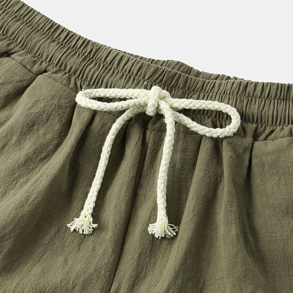 Spring and Summer Men's Casual Pants Men's Cotton and Linen Beach Pants Korean Solid Color Linen Men's Pants Slim-fit Trendy Men's Shorts Five Points