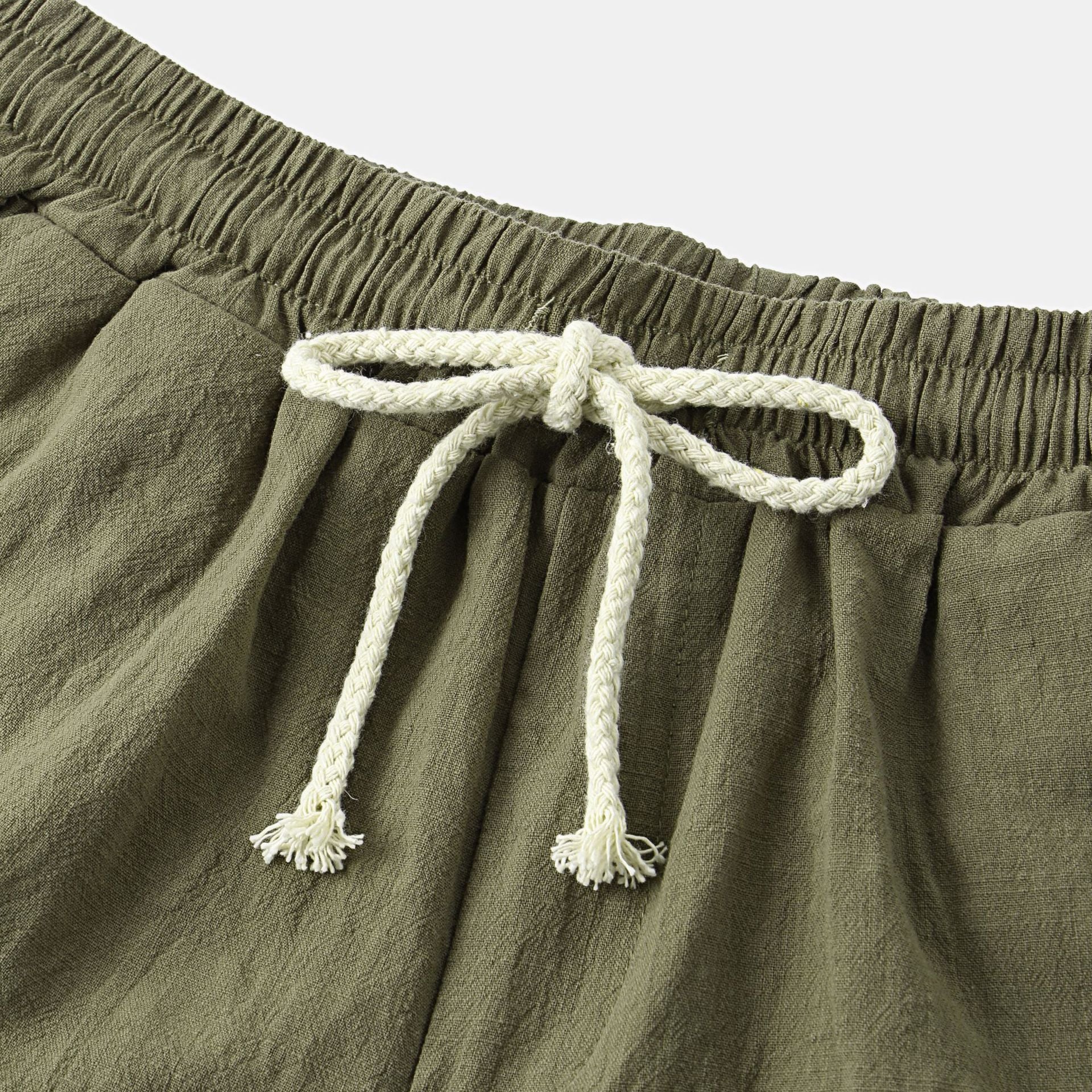 Spring and Summer Men's Casual Pants Men's Cotton and Linen Beach Pants Korean Solid Color Linen Men's Pants Slim-fit Trendy Men's Shorts Five Points