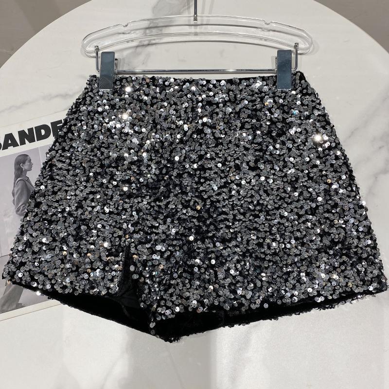Dropshipping Autum New Full of Sequins Shiny Heavy Zipper Nightclub Socialite Three-Point Shorts Hot Pants for Women