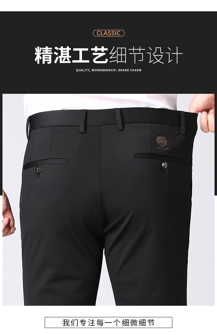 Autumn and winter four-sided casual pants high elastic straight anti-wrinkle men's pants non-ironing business long pants wholesale dad men's clothing