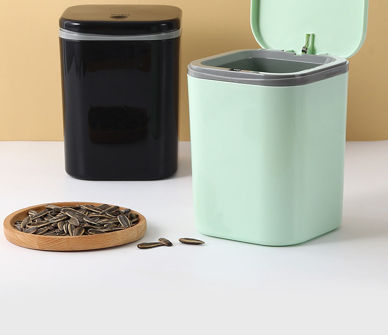 Small Desktop Trash Can for Home Office High-End Dormitory Press with Lid Mini Plastic Storage Trash Can