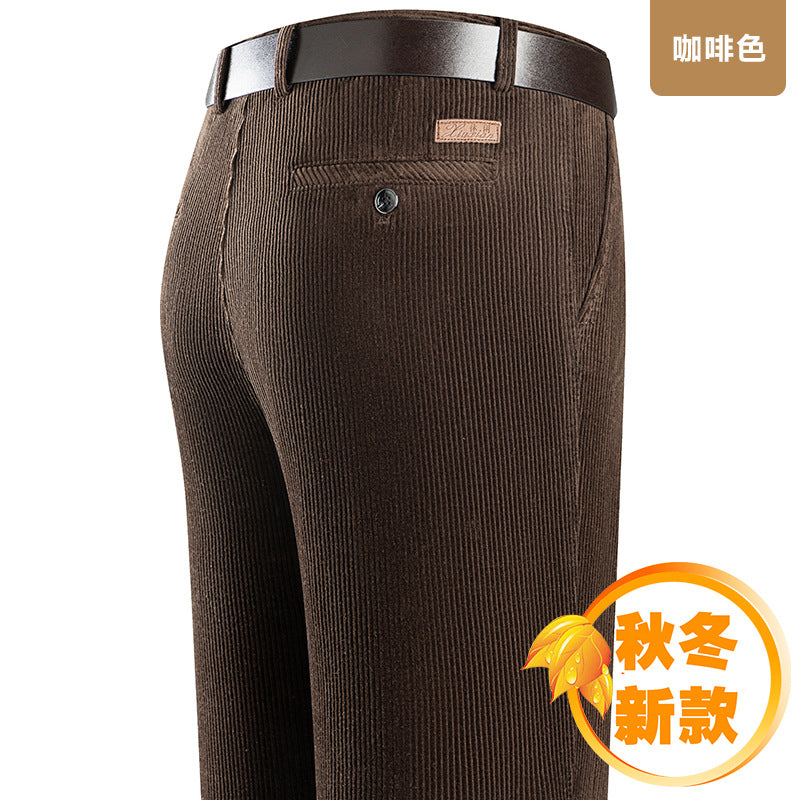 Thick Corduroy Pants Pure Cotton Men's Pants Autumn and Winter Thick Cotton High-Waisted Loose Straight Double-Pleated Corduroy Men's Long Pants