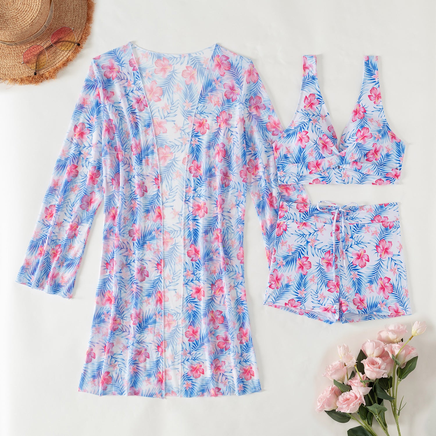 Mingyi New Fashion Sexy European and American Bikini BIKINI Three-piece Women's Swimsuit Multicolor High-end Printed Swimsuit