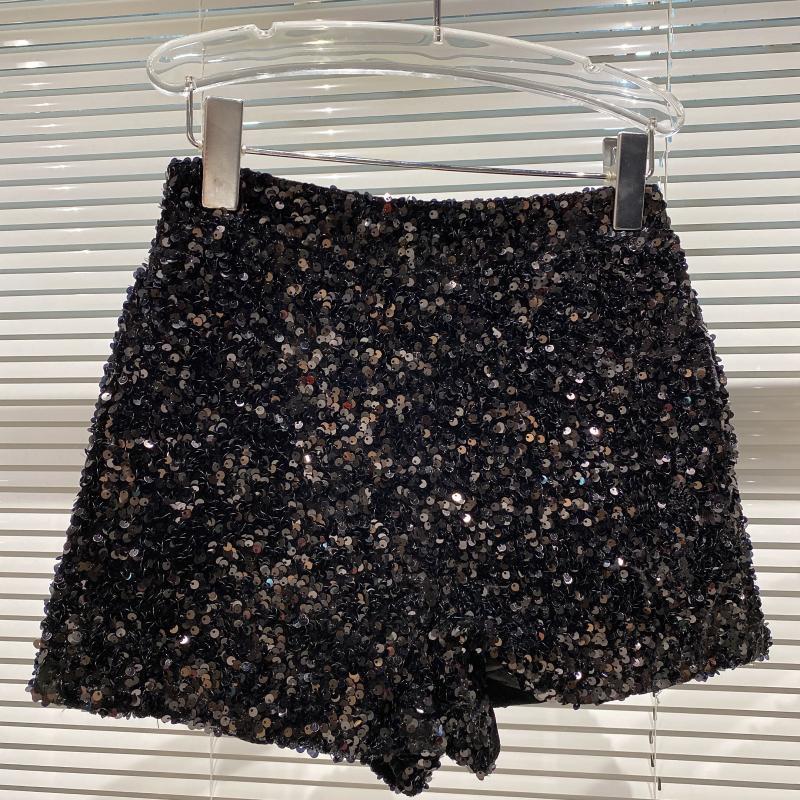 Dropshipping Autum New Full of Sequins Shiny Heavy Zipper Nightclub Socialite Three-Point Shorts Hot Pants for Women