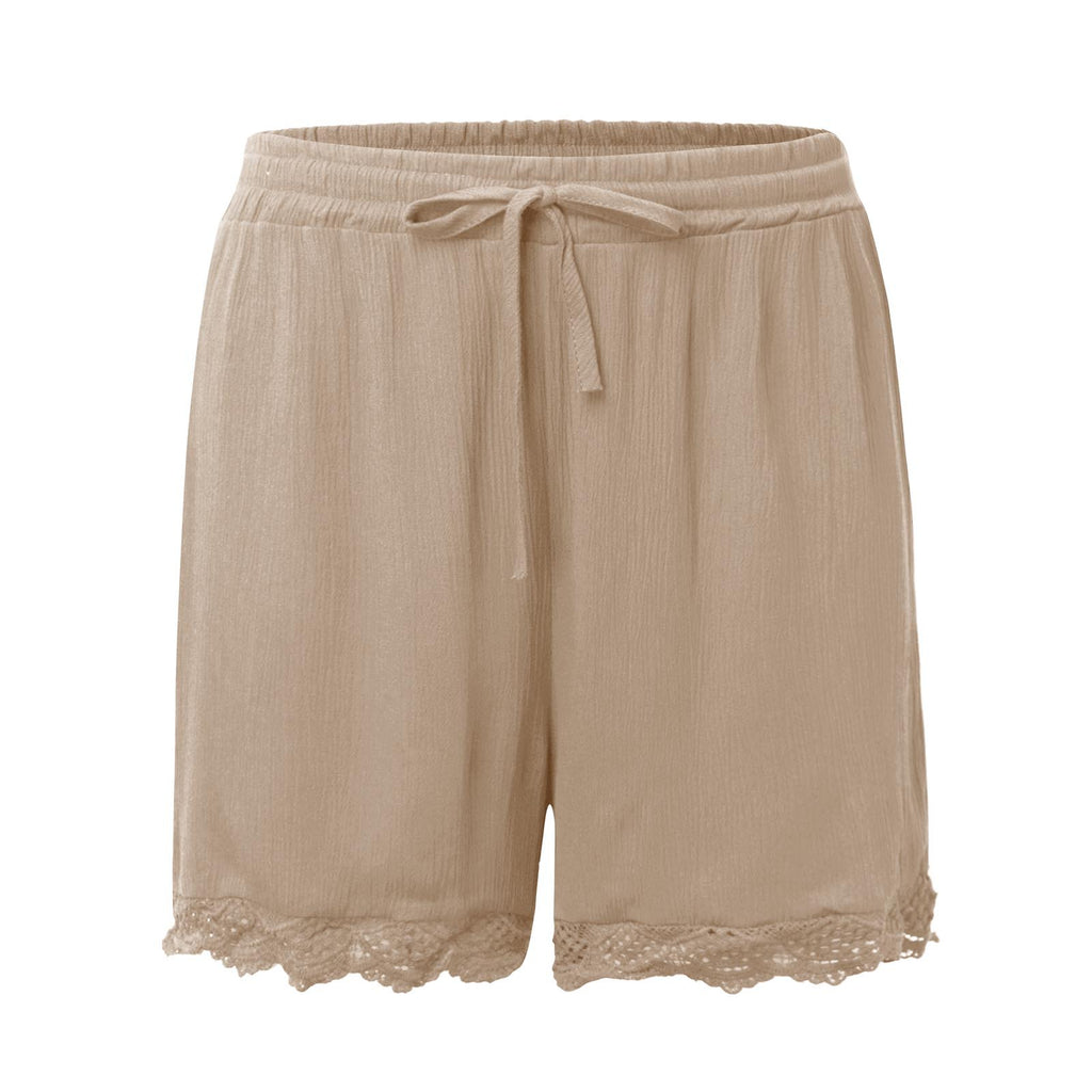 2026 Foreign Trade Amazon European and American Summer Solid Color Lace-Up Shorts Casual Pants for Women Large Quantity in Stock