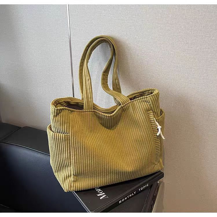Corduroy Bag Women's Large Capacity 2024 New Autumn and Winter Casual Shoulder Shopping Bag Premium Tote Bag