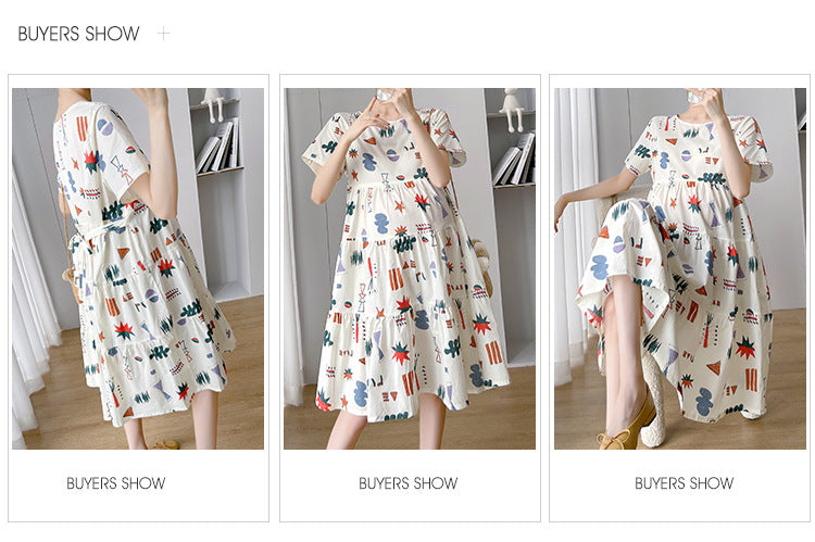 Maternity Summer dress 2024 New Fashion Western Style Loose Pregnant Women dress Hot Mom Loose Pregnant Women Skirt