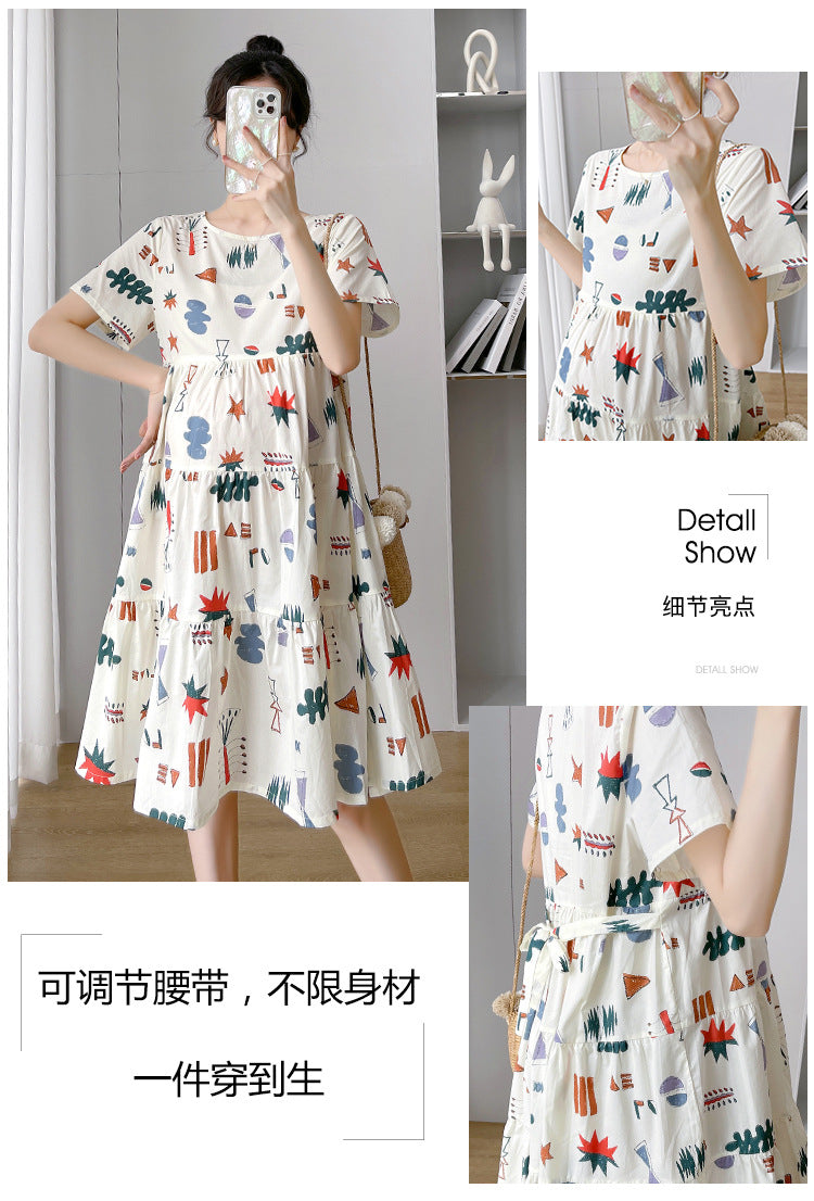 Maternity Summer dress 2024 New Fashion Western Style Loose Pregnant Women dress Hot Mom Loose Pregnant Women Skirt