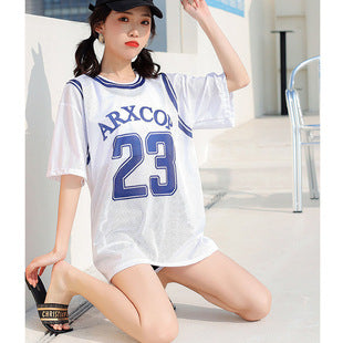 Swimsuit for Female Students, Three-Piece Set, 2025 New Style, Tummy-Covering, Slimming, Sun-Protective, Internet-Famous, Conservative Two-Piece Swimsuit for Women