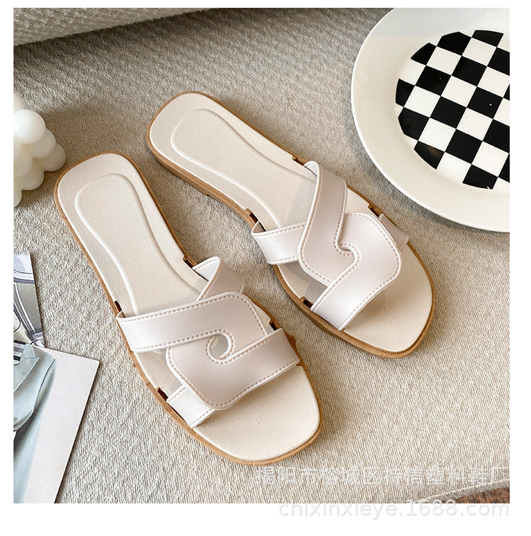 New Style Slippers for Women Summer Outer Wear K-Style Ins Popular Shrimp Skin Fashion Slippers Aliexpress Amazon Wholesale