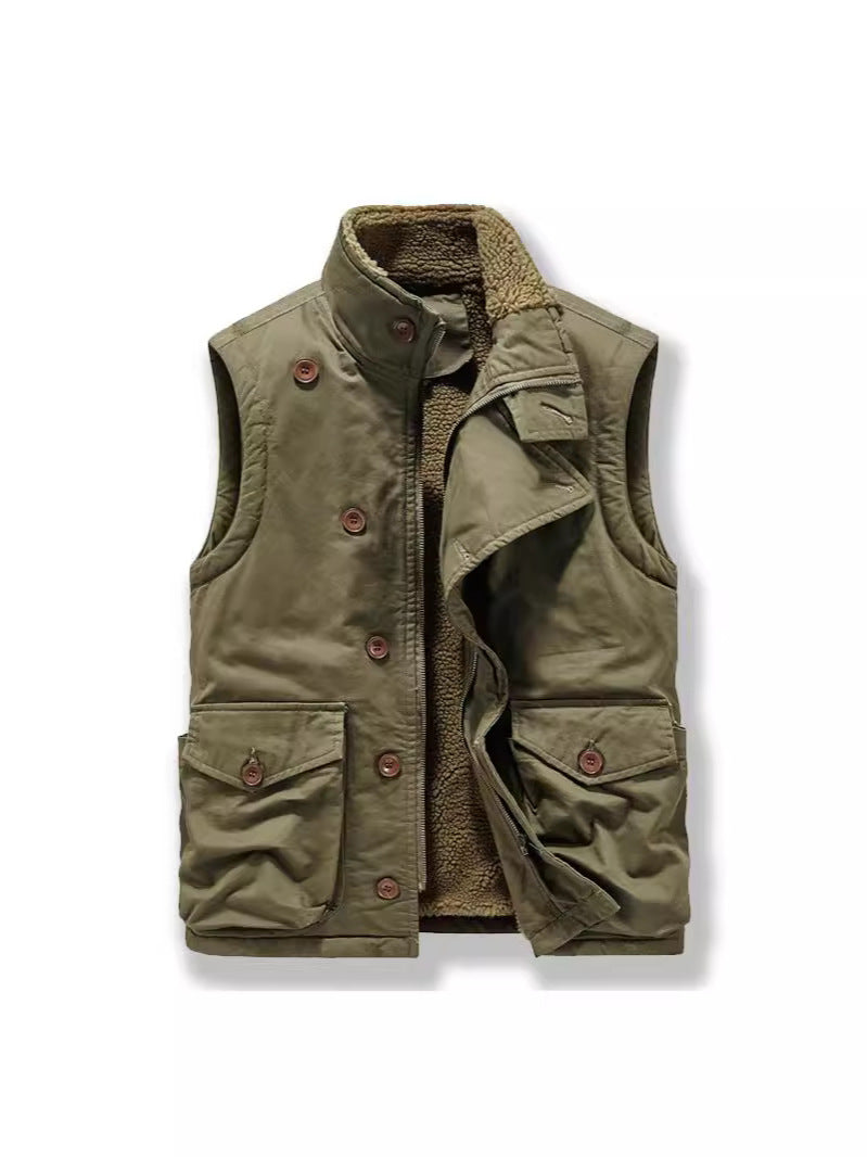 Cross-border Winter New Workwear Vest Men's Cotton-padded Jacket Amazon Cotton-padded Jacket Loose Cotton-padded Jacket Washer Jacket fleece-lined Cotton-padded Jacket