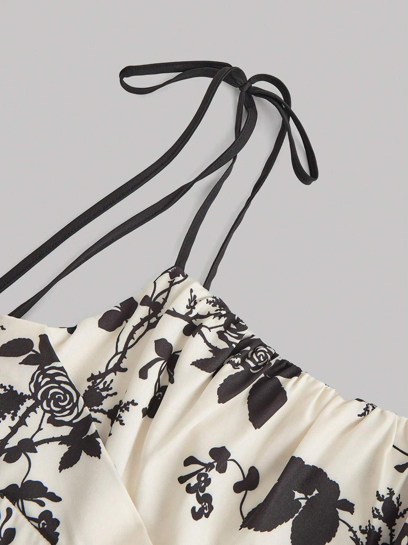 Amazon 2025 European and American New Women's Floral Printed Sling Homecoming dress Summer Sun Dress Spring Dress