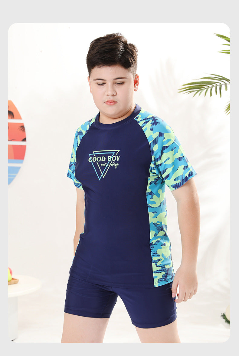 Children's Swimwear Boys' Big Children Split 2025 New Fat Children's Big Children's Hot Spring Swimming Trunks Youth Swimming suit