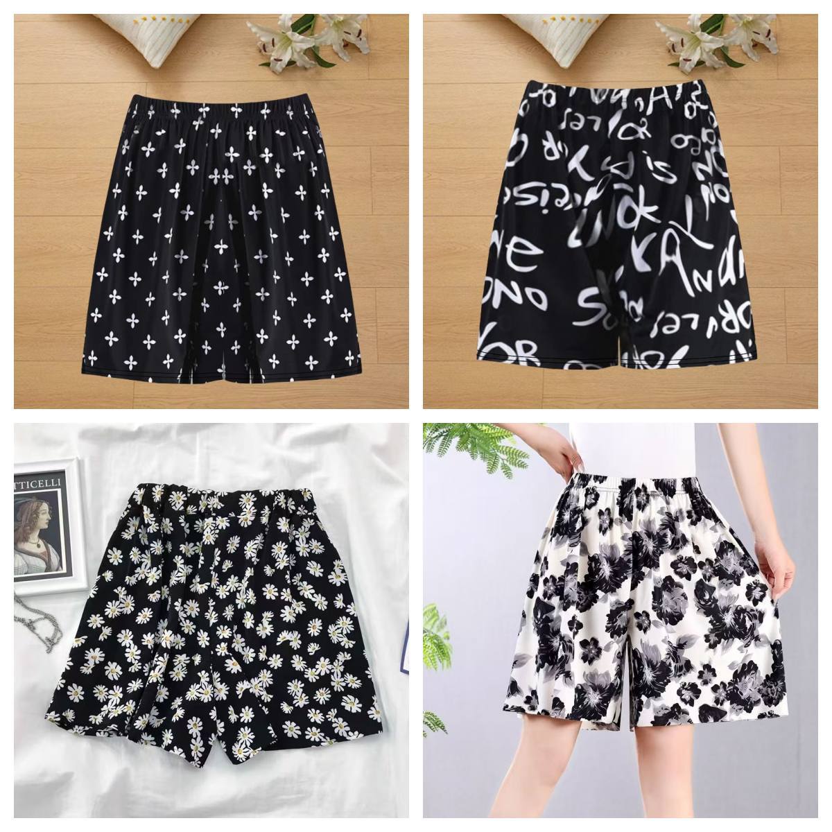 Cross-Border Popular Summer Women's Ice Silk Pants for Middle-Aged and Elderly, Loose Casual Home Pants, Elastic Plus-Size Pants for Square Dancing