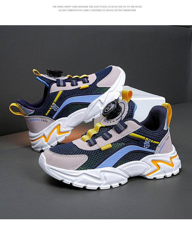 Babou Children's Shoes Men's and Children's sneaker Mesh Surface Spring and Summer Single Mesh Hollow Running Shoes for Middle and Big Children and Students Breathable