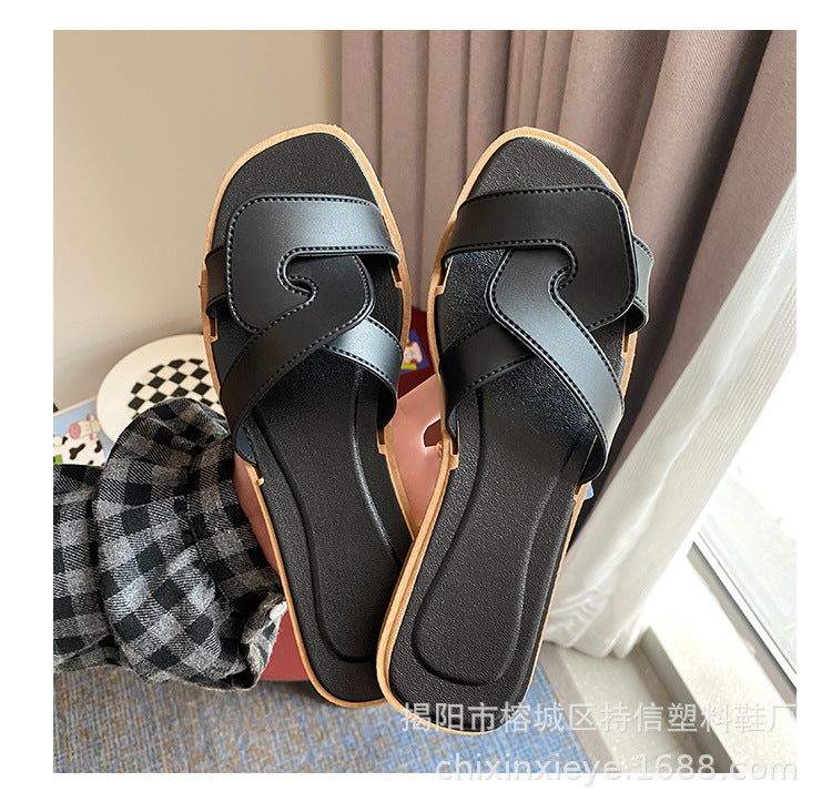 New Style Slippers for Women Summer Outer Wear K-Style Ins Popular Shrimp Skin Fashion Slippers Aliexpress Amazon Wholesale