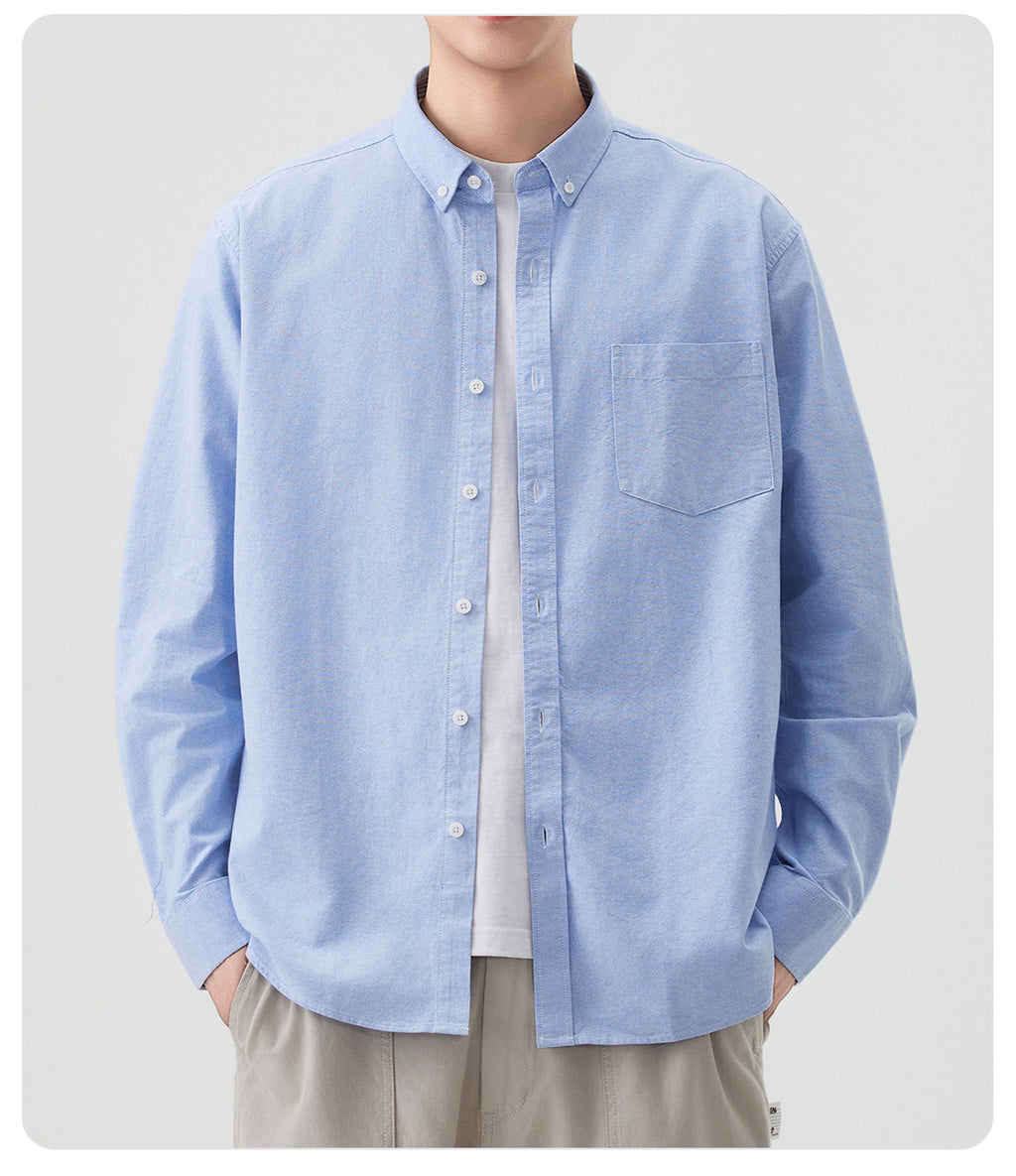 Dongyu Men's Spring and Autumn New Shirt Oxford Spinning Shirt Japanese Style Men's Casual Long Sleeve Cotton Shirt Jacket for Men
