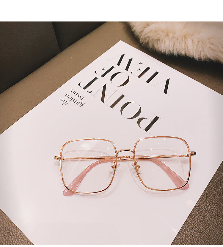 Anti-blue Light Myopia Glasses Women's Light Flat Glasses Metal Frame Internet Red Big Face Slimming Myopia Finished Glasses