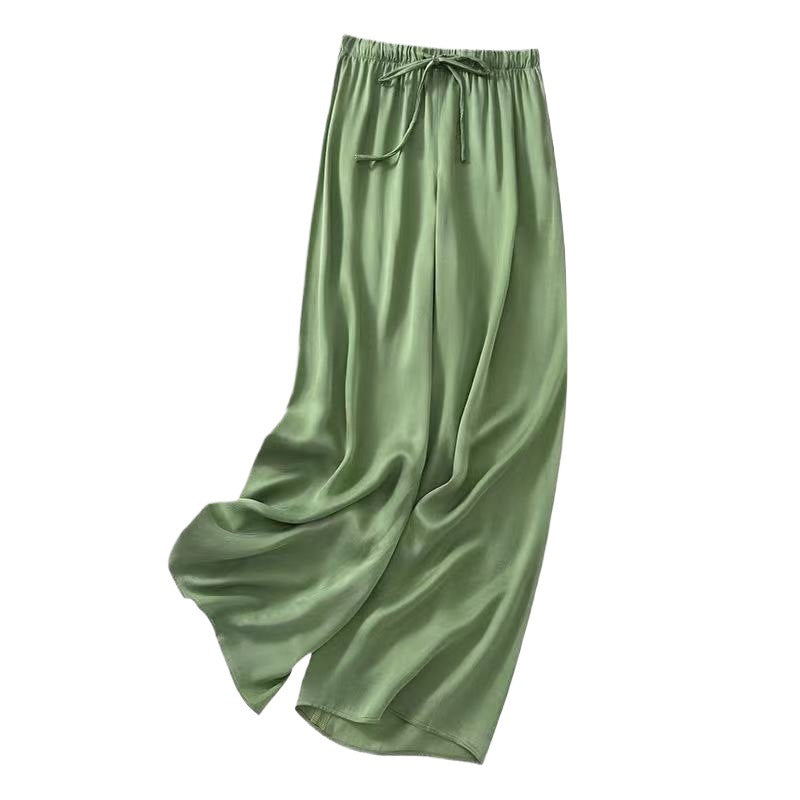Copper Ammonia Silk Wide-leg Pants Women's Summer 2024 New High Waist Dummy Straight Pants Cool Breathable Casual Pants