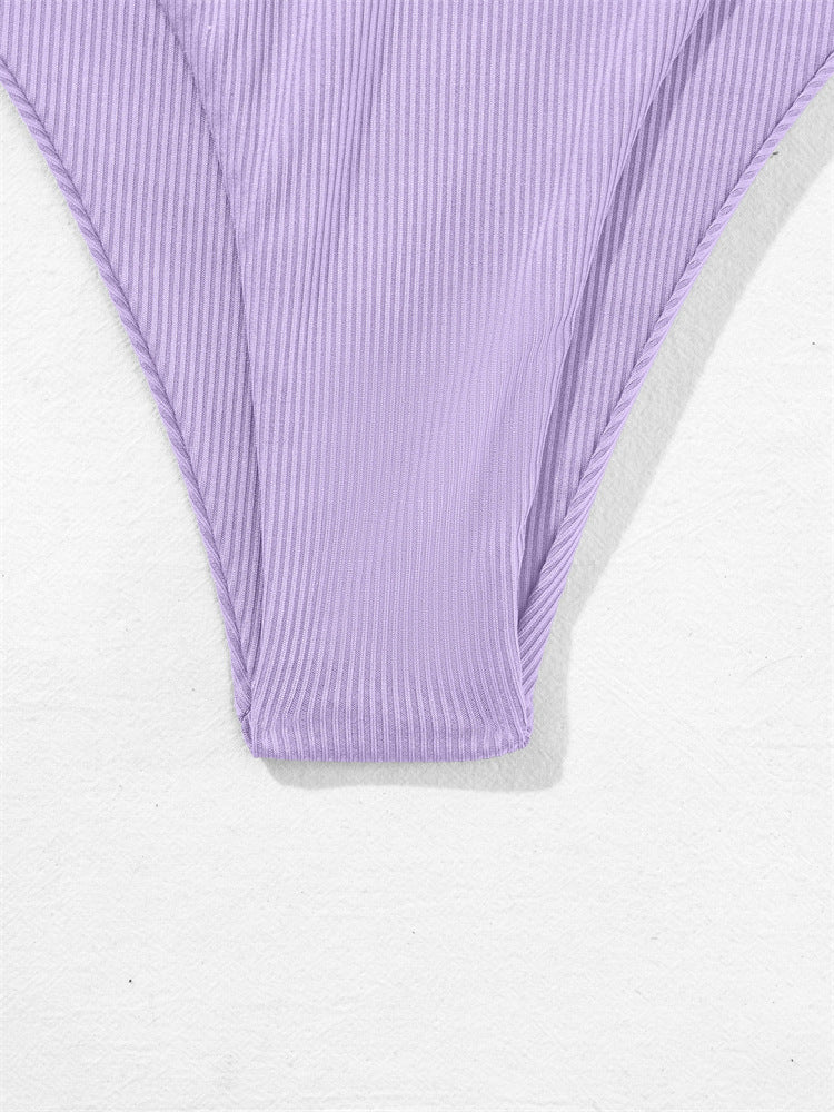 European and American Tube Top Bikini Swimsuit for Women 2024 New Pure Color Sexy Huludao Swimsuit Split Swimsuit High-End