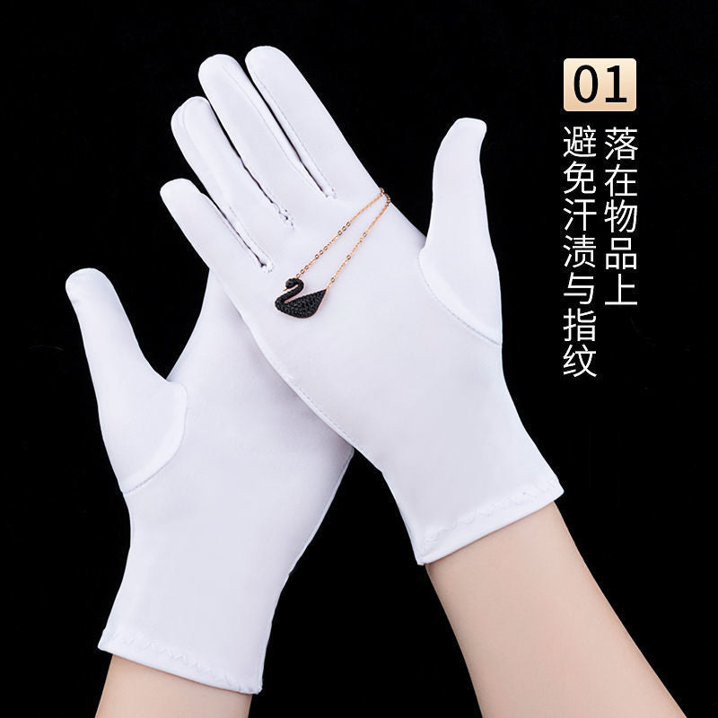 Spandex Gloves Spring and Summer White Ceremonial Thin Short Elastic Gloves for Men and Women Tight White Gloves Jewelry Gloves