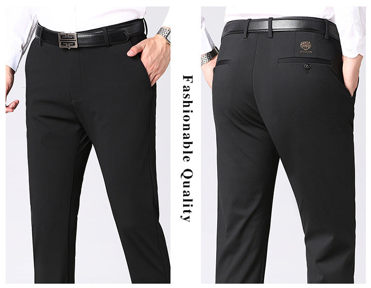 Autumn and winter four-sided casual pants high elastic straight anti-wrinkle men's pants non-ironing business long pants wholesale dad men's clothing