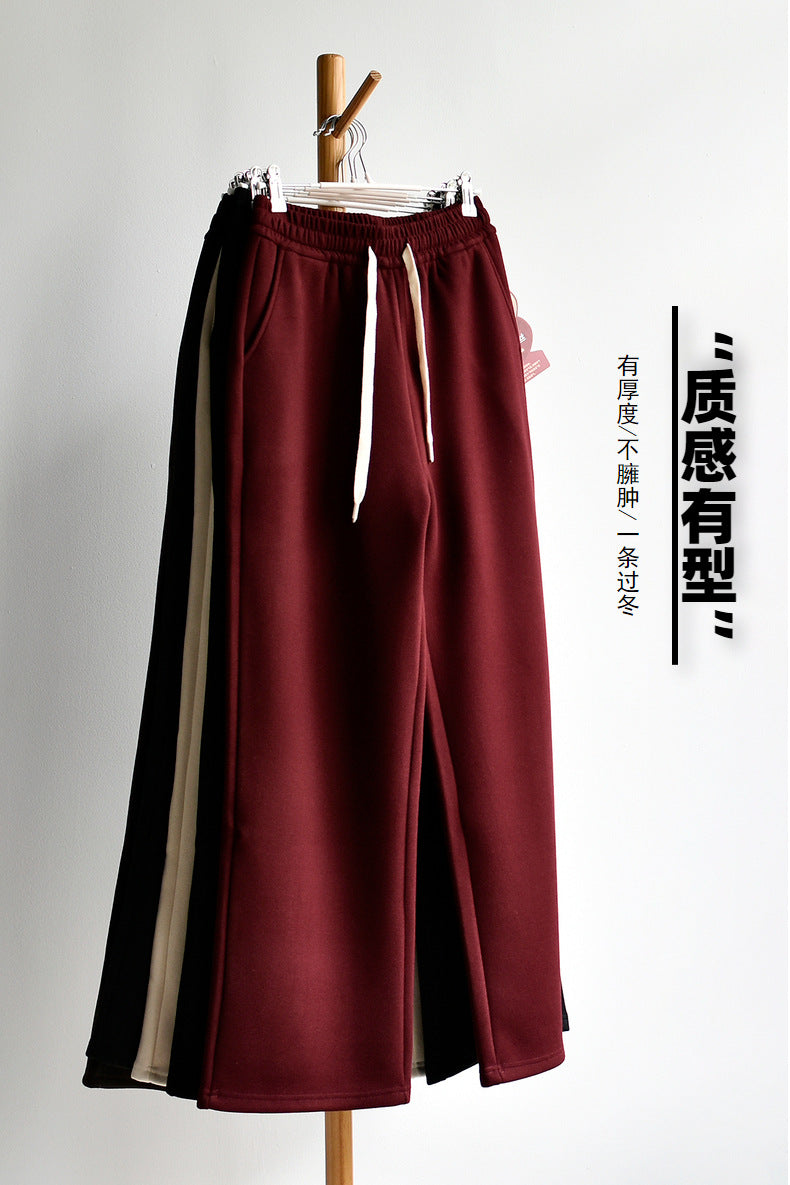 【Double Warm Wool Pants】Women's New Style Draped Wool Silk Soft and Smooth Winter Slimming Wide-Leg Casual Long Pants for Women