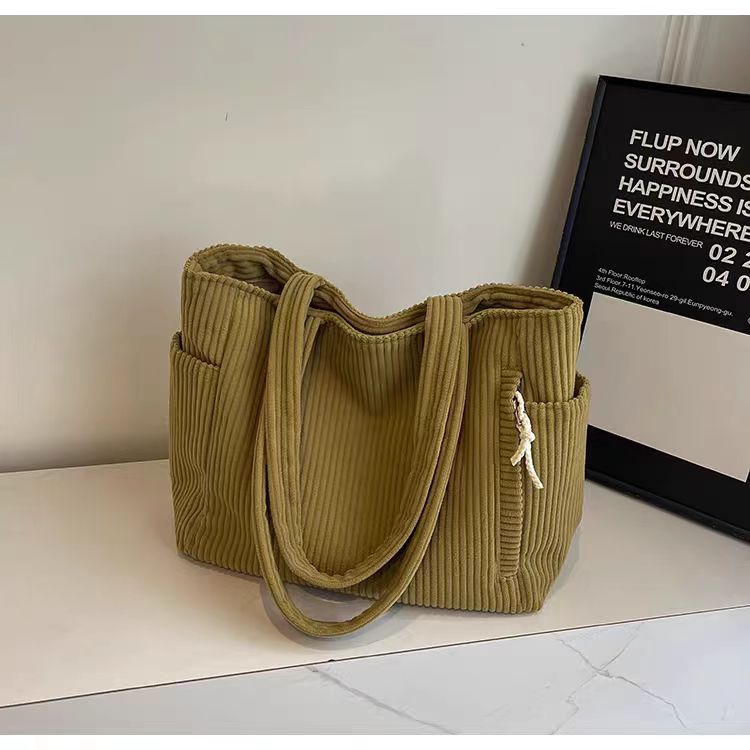 Corduroy Bag Women's Large Capacity 2024 New Autumn and Winter Casual Shoulder Shopping Bag Premium Tote Bag
