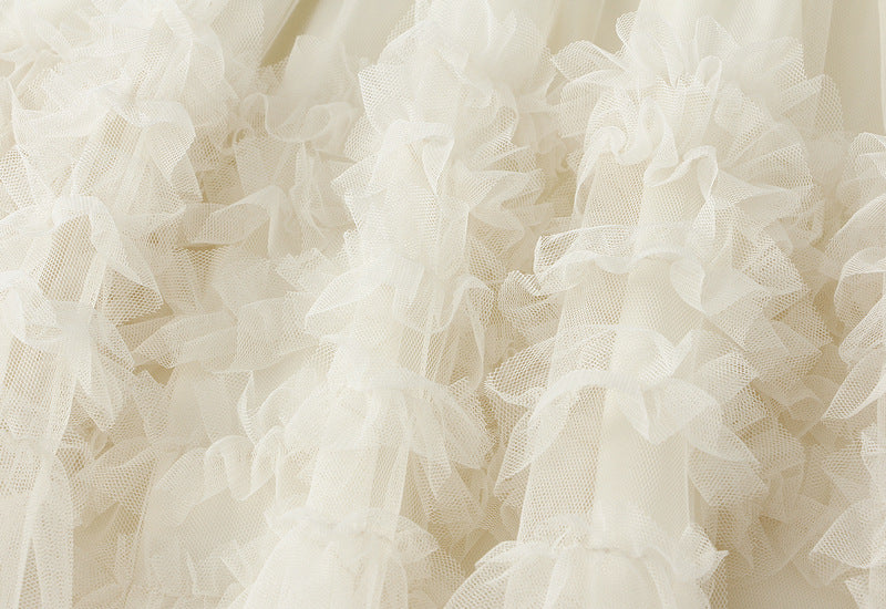 2025 Summer Floor-length Pleated Skirt Women Long Maxi Tulle Skirt for Women High Waist Vintage Mesh Cake Skirt Female