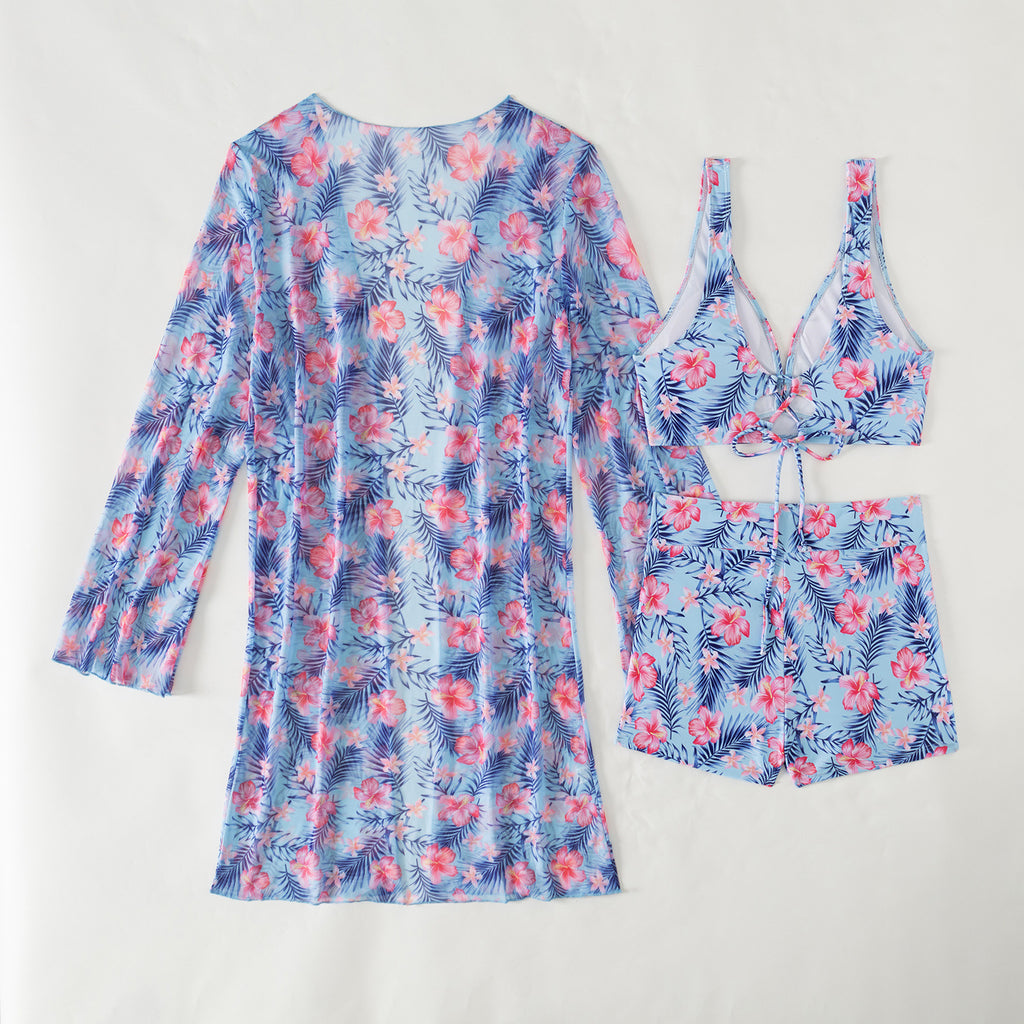 Mingyi New Fashion Sexy European and American Bikini BIKINI Three-piece Women's Swimsuit Multicolor High-end Printed Swimsuit